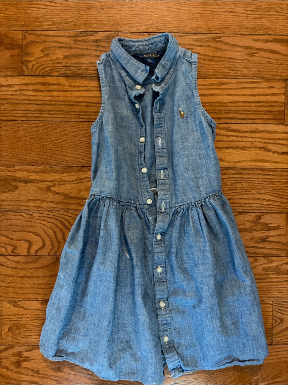 Ralph Lauren Girls' Sleeveless Chambray Button-Front Dress - Light Blue